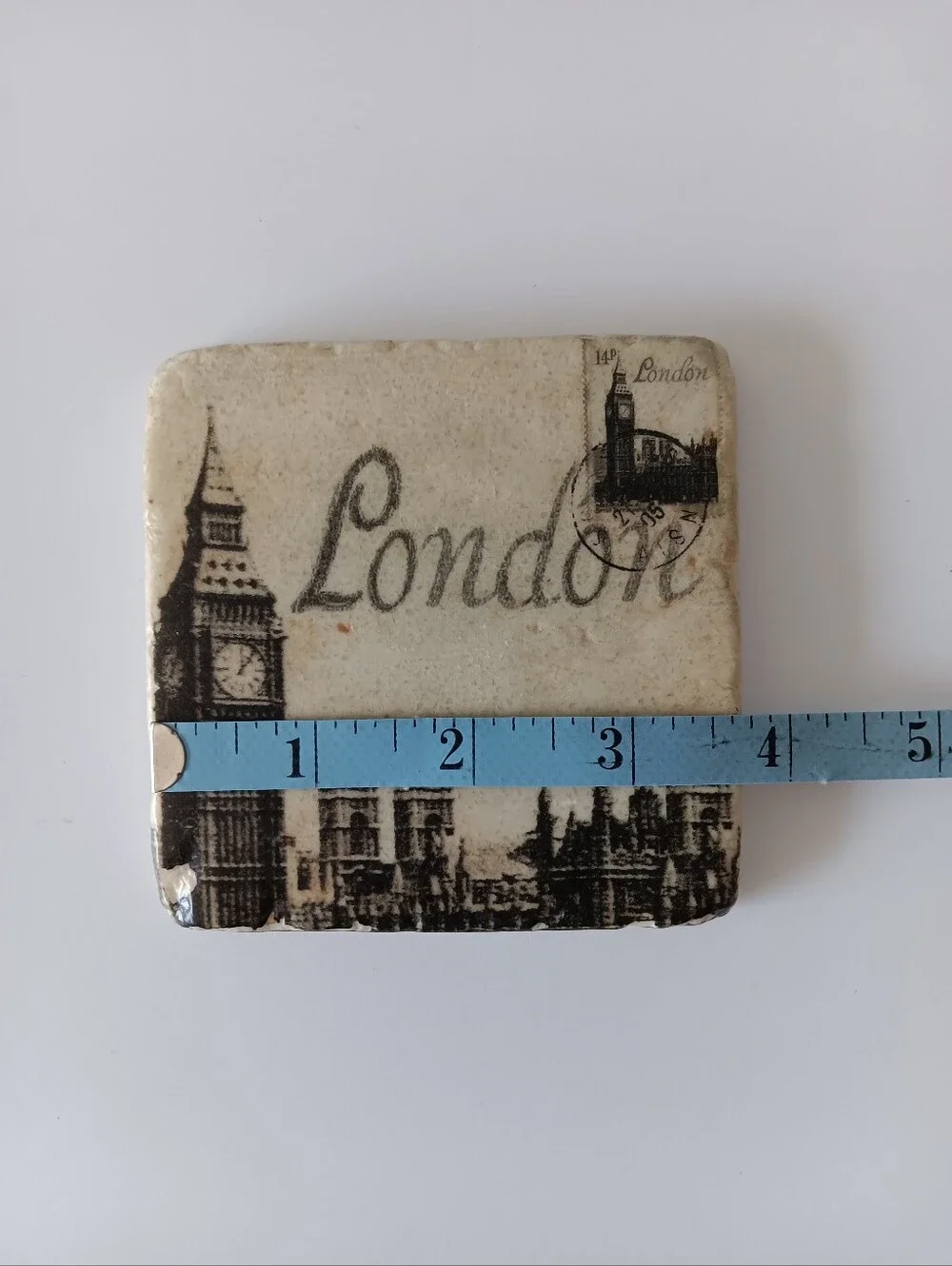 London England Marble Coaster Cork Back 3.5